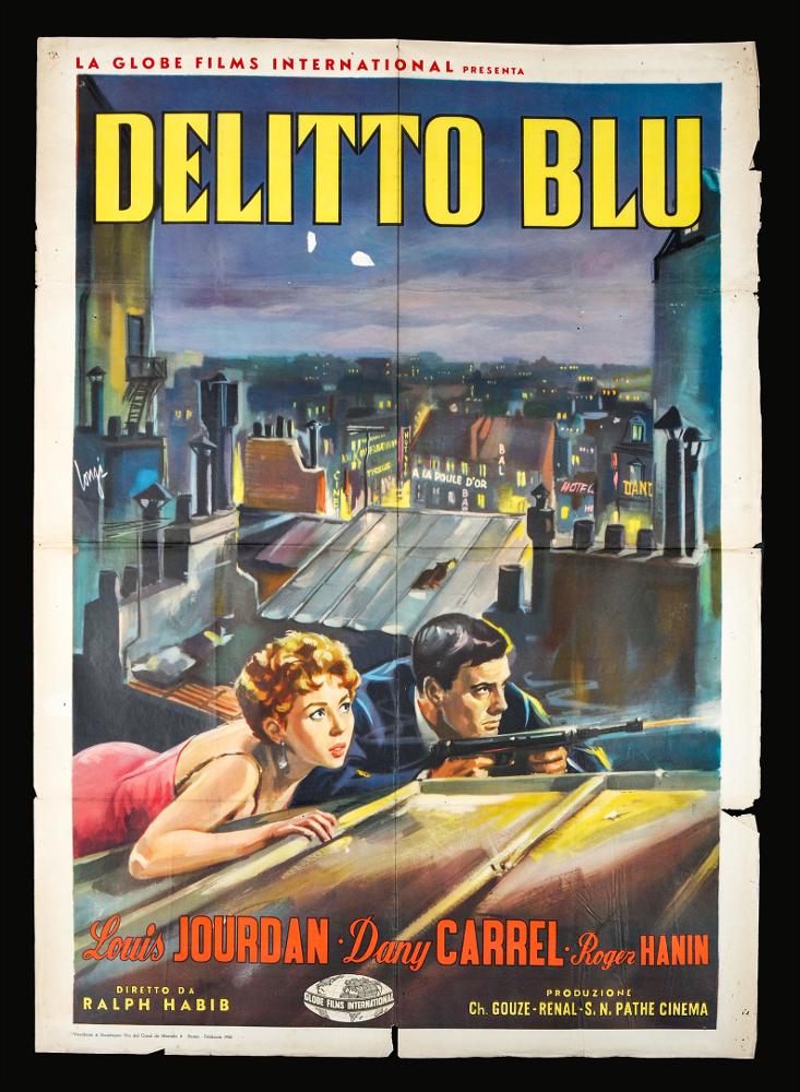 il manifesto è firmato da Longi (Carlantonio Longi) artista, disegnatore e grafico, che ha sperimentato diversi stili: dal tradizionale sfumato, policromo e narrativo degli anni Trenta, fino alle sintesi grafiche contemporanee fatte di pochi colori e disegni lineari. In questo caso, presenta con  questa inquadratura larga ritrae Louis Jourdan e Dany Carrel sui tetti di una Parigi notturna. Il manifesto originale è conservato nell’Archivio della Mediateca Regionale Pugliese.
...