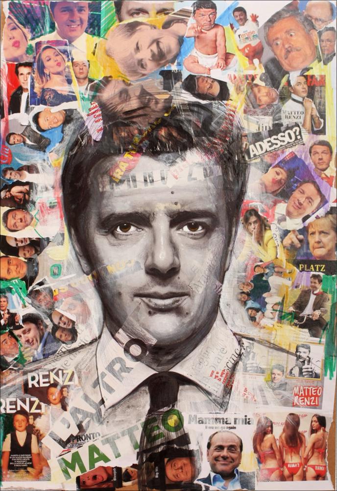 L'opera, riprodotta in formato digitale, è parte della serie “FacesContemporary” del giovane artista pugliese Vincenzo Mascoli. Le opere di Mascoli seguono da anni il filone contemporaneo del neo-pop, per il quale l'artista si sta distinguendo non solo nel panorama artistico locale, ma anche nazionale. Nelle sue creazioni evidente è l'uso costante e convinto della tecnica mista, basata principalmente sulla commistione tra pittura e collage. La serie è contraddistinta principalmente da personaggi del mondo dello spettacolo e della politica fedelmente ritratti, su uno sfondo composto da molteplici e numerosissimi ritagli di giornali: parole, lettere, personaggi della cronaca, della politica e del mondo dello spettacolo, loghi, notizie, ordinati e riutilizzati in modo tale...