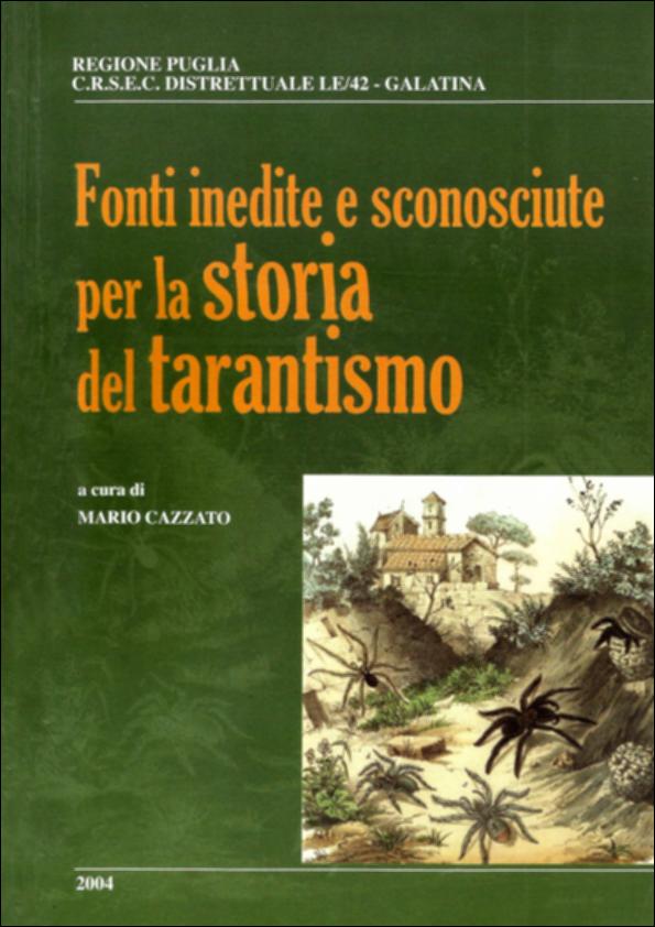 Il volume “Fonti inedite e sconosciute per la storia del tarantismo” è parte della grande raccolta denominata “Libri di Puglia”, progetto di digitalizzazione a cura di Nicola Pergola che ha lo scopo di rendere fruibile la produzione editoriale dei Centri regionali di servizi educativi e culturali e degli Assessorati alla cultura e alla Pubblica Istruzione della Regione Puglia, dal 1968 agli anni 2000. La pubblicazione prosegue le ricerche del CRSEC di Galatina sul fenomeno del tarantismo nella zona salentina dopo i volumi "Sulle tracce della taranta. Documenti inediti del Settecento" edito nel 2000 e "Sulle tracce di S. Paolo. Verità storiche e invenzioni tarantologiche" del 2001. È un'opera che si propone dunque di fornire nuove e inedite informazioni e spunti di rifle...
