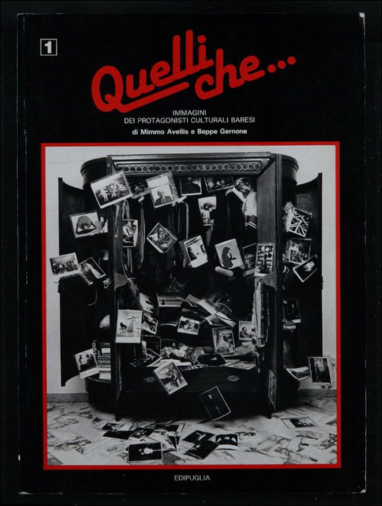 Il volume digitalizzato "Quelli che..Immagini dei protagonisti culturali baresi" raccoglie le foto-ritratto di alcuni dei protagonisti che più hanno contribuito alla vita culturale e artistica barese degli anni Ottanta. Le fotografie presentate consentono un viaggio avventuroso all’interno della baresità, delle sue passioni ed espressioni significative, delle sue memorie e dei suoi aspetti di costume più significativi o meglio, un viaggio in un "microcosmo intelligente" come lo definisce l'autore Avellis. Le fotografie del Gernone possono essere utilizzate come veri e propri documenti visivi utili per la stesura di biografie per immagini dei diversi personaggi che popolano le pagine del volume, ripresi in momenti di vita quotidiana, tra i luoghi che meglio li definiscon...