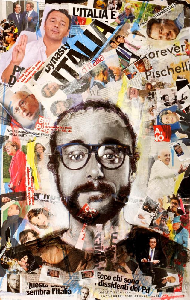 L'opera, riprodotta in formato digitale, è parte della serie “FacesContemporary” del giovane artista pugliese Vincenzo Mascoli. Le opere di Mascoli seguono da anni il filone contemporaneo del neo-pop, per il quale l'artista si sta distinguendo non solo nel panorama artistico locale, ma anche nazionale. Nelle sue creazioni evidente è l'uso costante e convinto della tecnica mista, basata principalmente sulla commistione tra pittura e collage. La serie è contraddistinta principalmente da personaggi del mondo dello spettacolo e della politica fedelmente ritratti, su uno sfondo composto da molteplici e numerosissimi ritagli di giornali: parole, lettere, personaggi della cronaca, della politica e del mondo dello spettacolo, loghi, notizie, ordinati e riutilizzati in modo tale...