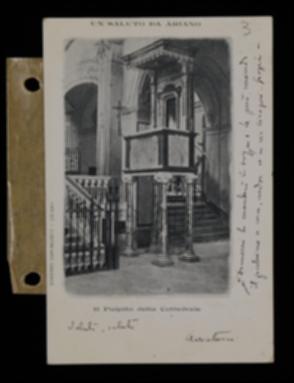 Nella cartolina, Aurelio Giuseppe Amatucci informa l'editore che sta per spedire le bozze del volume.