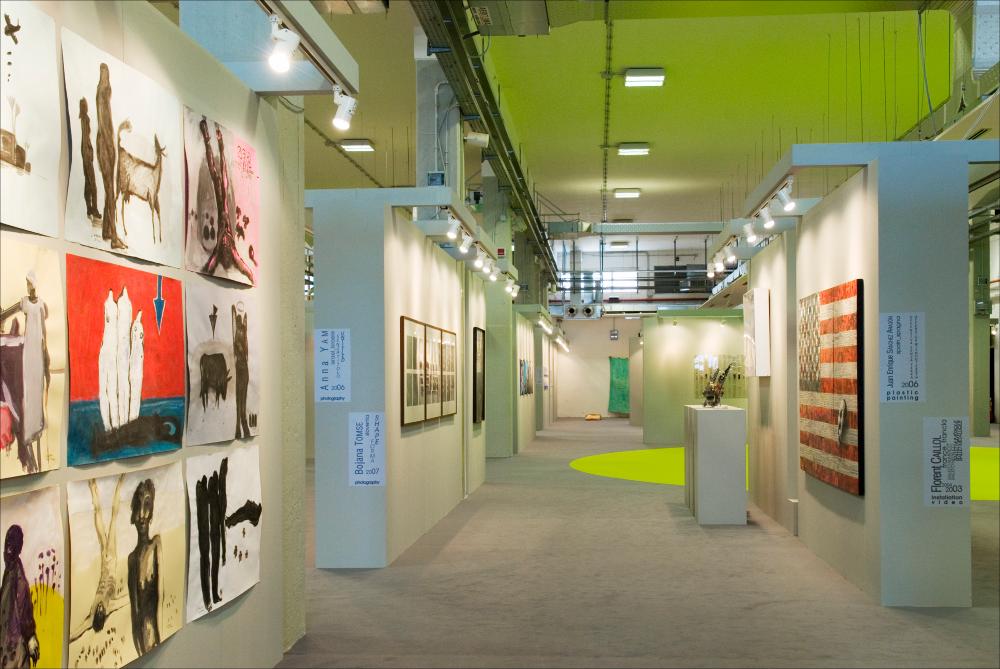 L'immagine digitale documenta un momento della "Biennale dei Giovani Artisti dell'Europa e del Mediterraneo" che, nella sua XIII edizione, fu ospitata in Puglia, a Bari, dal 22 al 31 maggio 2008 negli spazi della Fiera del Levante. La Biennale è considerata la più importante vetrina in Europa e nel Mediterraneo per la creatività delle giovani generazioni. Voluta da Regione Puglia e dall'Associazione Internazionale BJCEM e realizzata dal Teatro Pubblico Pugliese, la Biennale ha dato così spazio ad una visione multidisciplinare, multiforme e internazionalizzata dell'arte contemporanea attraverso creazioni di musica, arti visive, teatro, video, arti applicate, letteratura e gastronomia. Scattata a luce ambiente in uno degli spazi della Fiera, la fotografia rende parte dell...