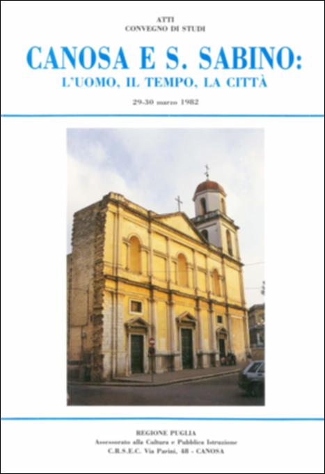 Il volume è parte della grande raccolta denominata “Libri di Puglia”, progetto di digitalizzazione a cura di Nicola Pergola che ha lo scopo di rendere fruibile la produzione editoriale dei Centri regionali di servizi educativi e culturali e degli Assessorati alla cultura e alla Pubblica Istruzione della Regione Puglia, dal 1968 agli anni 2000. “Canosa e San Sabino. L'uomo, il tempo, la città” è una pubblicazione edita dal CRSEC di Canosa e coordinata da Antonio Tuttavilla e Arturo Masciulli che raccoglie gli Atti del Convegno di Studi tenutosi nel marzo 1982, durante il quale autorevoli e qualificati relatori lasciarono i loro preziosi contributi per l'avanzamento degli studi e delle ricerche sulla storia di Canosa e sulla figura di San Sabino, utili strumenti di conosc...