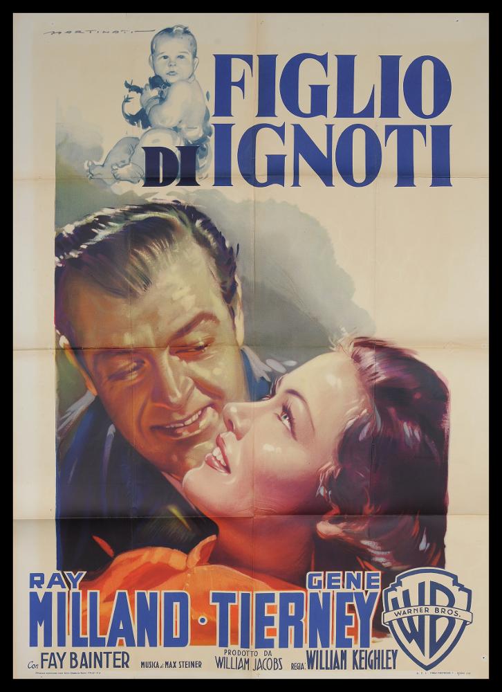 L'immagine riproduce uno dei manifesti conservati presso la Mediateca Regionale Pugliese (vedi Note). Si tratta della versione grafica del manifesto del film "Figlio di ignoti", la cui illustrazione è a firma di Martinati. Toscano di nascita, Luigi Martinati può considerarsi uno degli interpreti della prima maniera del manifesto di cinema. Nella locandina ci sono tutti gli elementi che contraddistinguono lo stile raffinatissimo di Martinati. I giochi di contrasto con colori netti, evidenziati dalla luce, i bei volti ricchi di espressione ed intensità, una malinconia velata che pervade tutta l'atmosfera, sono tipici delle sue opere. La tenerezza del bambino che diventa elemento integrato nel titolo contraddistingue tutta la composizione, addolcendo la drammaticità del fi...