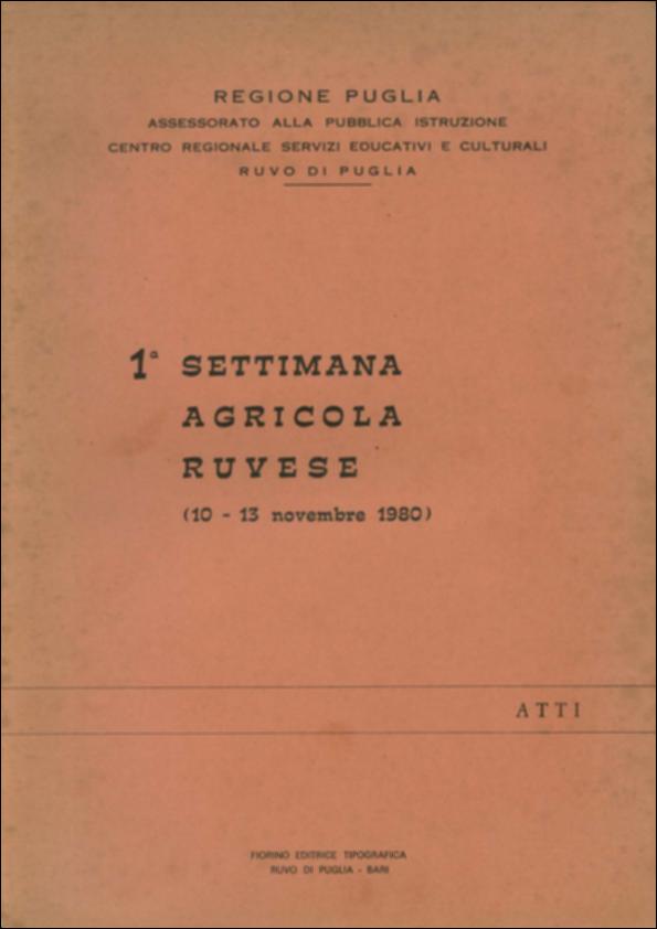 Il volume è parte della grande raccolta denominata “Libri di Puglia”, progetto di digitalizzazione a cura di Nicola Pergola che ha lo scopo di rendere fruibile la produzione editoriale dei Centri regionali di servizi educativi e culturali e degli Assessorati alla cultura e alla Pubblica Istruzione della Regione Puglia, dal 1968 agli anni 2000. Informazione tecnico-scientifica, programmazione e legislazione regionale sono al centro del convegno di cui il volume restituisce i contenuti. Dunque dodici relazioni – di Carlo Montaruli, Enrico Ferrara, Alfio Reina, Vito Savino, Giuseppe De Meo, Nicola Tedone, A. M. Leone, Alfonso Forte, Giuseppe Gadaleta e Paolo Perulli – sulla coltivazione e le avversità della vite e dell'olivo, la gestione di cantine e oleifici sociali, la v...