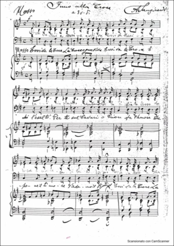 <div class="ql-editor">La digitalizzazione di questo documento offre la lettura dello spartito dell’Inno alla Croce, cantato in occasione della Festa Patronale del Santissimo Crocifisso in Palo del Colle.
La Festa Patronale del SS. Crocifisso di Auricarro, istituita nel 1853, si celebra in due momenti diversi, il 3 Maggio e la terza settimana di settembre a Palo del Colle (Bari). La Festa si caratterizza, dal punto di vista liturgico, con messe solenni e tre processioni con il simulacro del Crocifisso lungo le vie storiche del paese (il SS. Crocifisso viene portato in processione dalla Chiesa S. Maria La Porta alla chiesetta rupestre di Auricarro (dimora estiva) per benedire i campi e poi, a settembre, vi è il ritorno dell’effige nella Chiesa Matric...