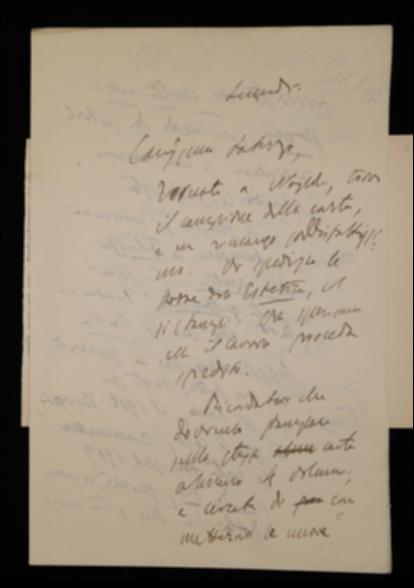 Nella lettera, Benedetto Croce comunica a Giovanni Laterza la restituzione delle bozze del suo volume di estetica licenziato per la stampa, esprimendo soddisfazione per la carta acquistata e raccomandandone una scorta sufficiente per stampare gli altri suoi tre volumi in programma. Inoltre suggerisce all'editore di richiedere in anticipo la carta per "La Critica" al fine di verificarne in anticipo la qualità.