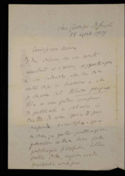 Ritenendo i volumi di Yogi Ramacharaka opera di dubbio valore, nella lettera Benedetto Croce sconsiglia a Giovanni Laterza di pubblicarne la traduzione italiana; gli comunica poi di attendere una sua visita in Abruzzo e chiede di essere informato sulla spedizione ad Antonio Salandra delle bozze del volume di Silvio Spaventa.