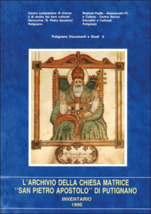 Il volume è parte della grande raccolta denominata “Libri di Puglia”, progetto di digitalizzazione a cura di Nicola Pergola che ha lo scopo di rendere fruibile la produzione editoriale dei Centri regionali di servizi educativi e culturali e degli Assessorati alla cultura e alla Pubblica Istruzione della Regione Puglia, dal 1968 agli anni 2000. Realizzata in collaborazione con il Centro Putignanese di Ricerca e di Studio dei Beni Culturali e con la Parrocchia S. Pietro Apostolo, la pubblicazione presenta l'inventario del più antico archivio ecclesiastico cittadino, ricco di pergamene, bolle, sante visite, atti relativi alle confraternite. Un patrimonio documentario sito in una chiesa oggettivamente importante per essere stata per tre secoli prelatura nullius: oltre che, ...
