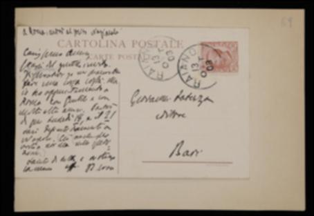 Declinando l'invito di Giovanni Laterza a recarsi a Bari, Benedetto Croce gli comunica che di lì a qualche giorno sarà a Roma per incontrare Giovanni Gentile ed altri amici e subito dopo rientrerà a Napoli.