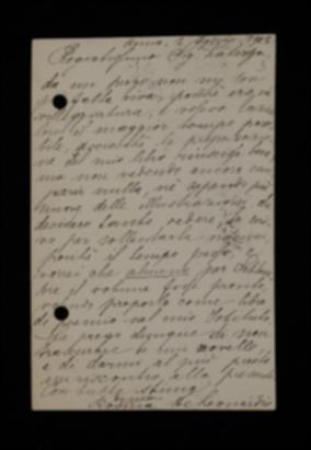Nella cartolina, Rosina De Leonardis sollecita l'editore per la stampa del volume delle sue novelle auspicandone l'uscita per settembre 1902.