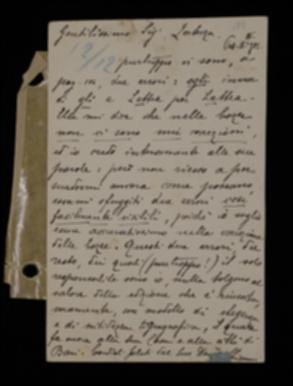 Nella cartolina, Cino Chiarini nonostante si lamenti della presenza, nel testo, di due errori che Laterza dice non essere stati da lui corretti nelle bozze, ne elogia la qualità tipografica, modello di eleganza e di nitidezza.