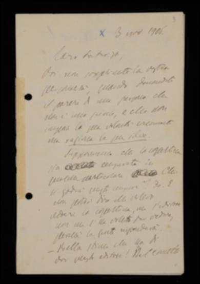 Nella lettera, Benedetto Croce esorta Laterza ad inviargli dei campioni di carta e delle prove di stampa della copertina per la collana filosofica. Aggiunge di aver quasi terminato la correzione delle bozze e che quelle corrette da Giovanni Gentile sono pronte per la stampa. Infine lo invita a farsi restituire dal tipografo Salvatore Landi alcuni cliché.