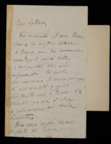Nella lettera, accusando ricezione del manoscritto per il secondo volume di Carlo Gozzi e rimettendo a Giovanni Laterza e Benedetto Croce ogni decisione in merito al suo compenso, Fausto Nicolini ricorda all'editore barese di spedirgli le bozze dei volumi del Gozzi e di Giambattista Della Porta riviste da Giovanni Giusti e di spedire al Croce le terze bozze di tutti volumi; gli comunica l'invio di alcune bozze licenziate di Gozzi e Della Porta, mentre di alcune parti richiede le bozze precedenti per un'ulteriore verifica. Il Nicolini infine, assicurando che si lavora per altri volumi degli Scrittori d'Italia, auspica che l'anno successivo ascendano a venti. Gioacchino Brognoligo spedirà presto il manoscritto per il secondo volume di Matteo Bandello, che il Croce raccoma...