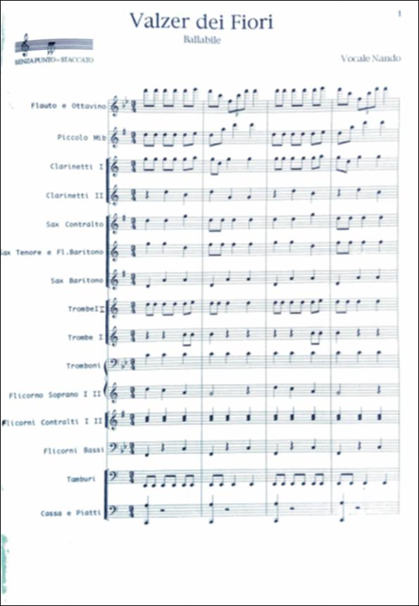 <div class="ql-editor"><div>Composizione per banda dal titolo “Valzer dei fiori” composta dal M° Nando Vocale.</div><div><br></div><div>La Banda Musicale di San Nicandro Garganico, fondata nel 1900 dal dott. Vincenzo Zaccagnino con finalità educative e sociali, rappresenta una delle espressioni della tradizione musicale della comunità. Nata con l’obiettivo di offrire ai giovani, in particolare a quelli provenienti da contesti svantaggiati, un’opportunità di formazione attraverso la musica, ha svolto nel tempo una funzione culturale e aggregativa nel territorio.</div><div>La banda, composta da strumenti a fiato e percussioni, partecipa alle principali celebrazioni religiose e civili di San Nicandro Garganico e dei comuni limitr...