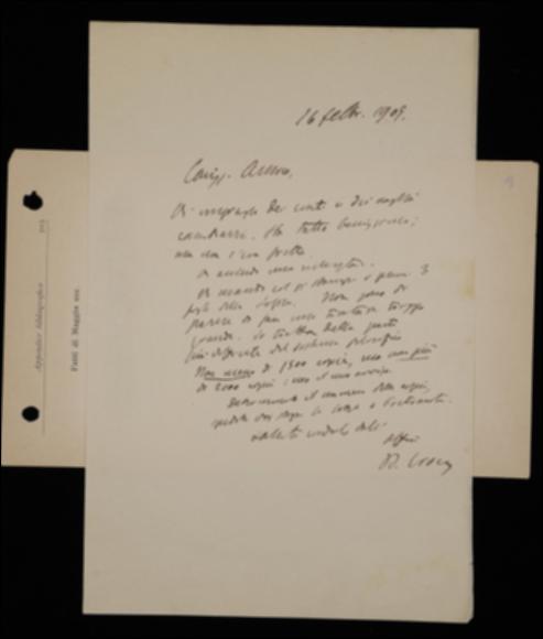 Nella lettera Benedetto Croce, dopo aver ringraziato per l'invio di alcuni vaglia cambiari, comunica all'editore Laterza di avergli spedito una prima parte del proprio volume di logica licenziato per la stampa, del quale sconsiglia una tiratura troppo elevata. Inoltre il filosofo comunica di accludere una richiesta che, però, non rinveniamo.