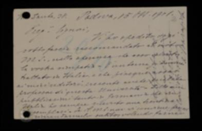 Nella cartolina, Aristide Baragiola comunica a Laterza di aver spedito le bozze del volume "Il canto popolare tedesco".
