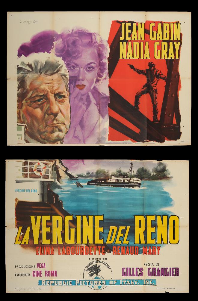 L'immagine riproduce uno dei manifesti conservati presso la Mediateca Regionale Pugliese (vedi Note). Si tratta del manifesto del film francese "La vergine del Reno". L'illustrazione pittorica è a firma di Cesselon, considerato uno dei pittori di cinema più originali, contraddistinto da uno stile fatto di un cromatismo vibrante e dinamico. Nei suoi lavori per il grande schermo, ha sempre prediletto l'uso di tocchi sfumati e leggeri, con contrasti di colore forti e contemporanei. Ma è indubbio che Cesselon fu influenzato anche da una certa tradizione pittorica veneta, che guarda ad artisti come Tiziano e Tiepolo, fino a Giovanni Boldini, soprattutto nelle composizioni diagonali. Tutta la sua produzione, anche quella più tarda, privilegiò colori acquarellati e accostament...