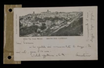 Nella cartolina, Aurelio Giuseppe Amatucci avverte Laterza di aver spedito le bozze.