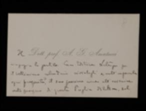 Nel biglietto, Aurelio Giuseppe Amatucci invia all'editore Laterza gli auguri di buon anno.