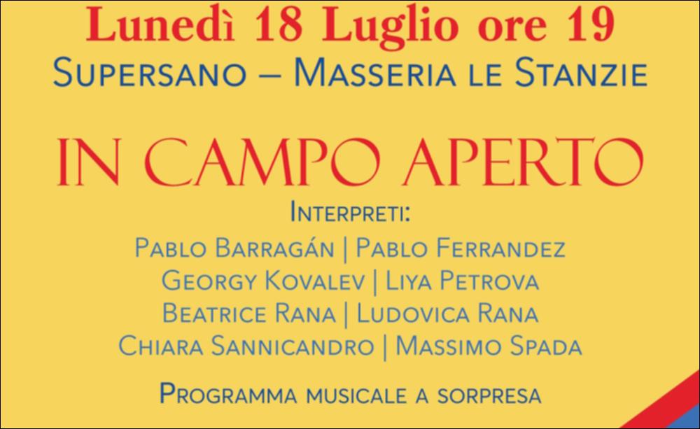 Per la VI Edizione del Festival Internazionale Di Musica Da Camera “Classiche Forme” diretto dalla pianista Beatrice Rana, l’Associazione Opera Prima ha presentato concerti e spettacoli musicali con giovani artisti di talento e solisti di fama internazionale. Il video propone il concerto "In campo aperto" ambientato nella suggestiva campagna salentina, con un programma musicale a sorpresa interpretato dai musicisti: Pablo Barragán	(clarinetto), Pablo Ferrández (violoncello), Georgy Kovalev (viola), Liya Petrova (violino) e Chiara Sannicandro (violino) tenutosi in data 18 luglio 2022  presso la Masseria Le Stanzie di Supersano. ...
