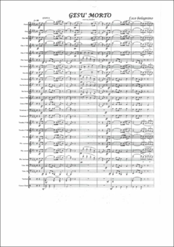 <div class="ql-editor"><div>Questa digitalizzazione offre la lettura della partitura della marcia funebre “Gesù morto”, composta dal maestro Francesco Bolognino, direttore dell’Associazione Musicale Complesso Bandistico “Città di Crispiano” e autore di un vasto repertorio musicale che spazia dalla musica sinfonica e operistica a quella popolare e leggera.</div><div>La Banda Municipale “Città di Crispiano”, in provincia di Taranto, nasce nel 1997 come sezione musicale della Biblioteca Civica “Carlo Natale” e si costituisce formalmente come Associazione Musicale nel 2000. Da allora rappresenta una realtà culturale, educativa e sociale di rilievo per il territorio.</div><div>L’associazione prom...