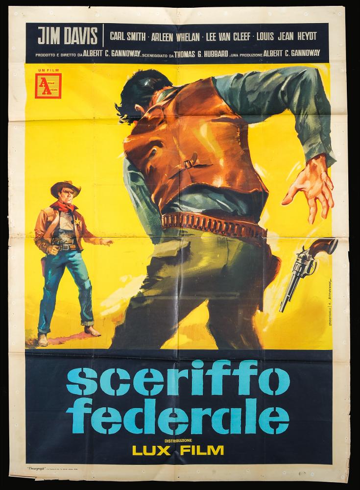 L'immagine riproduce uno dei manifesti conservati presso la Mediateca Regionale Pugliese (vedi Note). Si tratta di una delle versioni grafiche per il manifesto del film “Sceriffo federale” del 1957 per la regia di Albert C. Gannaway a firma di Biffignani (Alessandro Biffignani) per lo Studio Favalli. Dopo essersi formato negli studi di Averardo Ciriello, dei fratelli Nistri e di Augusto Favalli, cominciò a lavorare nel campo dell’illustrazione e del fumetto, principalmente come copertinista per diverse testate italiane, ma anche estere (la britannica Fleetway e la francese Lug). Si confronta con generi differenti: dal bellico al western, dall’avventuroso all’horror. Si dedicò anche alla pittura ad olio, realizzando quadri, copertine di libri, illustrazioni per riviste, ...