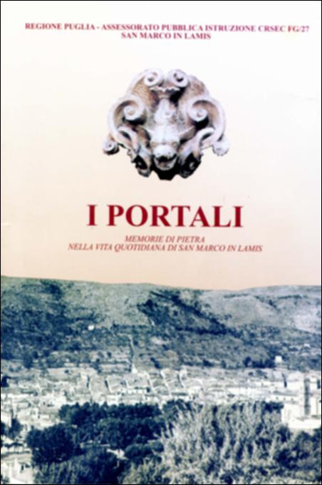 Il volume "I portali. Memorie di pietra nella vita quotidiana di San Marco in Lamis" è parte della grande raccolta denominata “Libri di Puglia”, progetto di digitalizzazione a cura di Nicola Pergola che ha lo scopo di rendere fruibile la produzione editoriale dei Centri regionali di servizi educativi e culturali e degli Assessorati alla cultura e alla Pubblica Istruzione della Regione Puglia, dal 1968 agli anni 2000. Cenni sulla evoluzione della cittadina garganica – posta sul percorso della Via sacra Langobardorum che conduceva i pellegrini da Benevento alla grotta dell'Arcangelo Michele – che conobbe nel Settecento un notevole sviluppo, e una nota sulla tipologia edilizia locale fatta di pietra e cotto, introducono il discorso sull'artigianato locale della pietra. Seg...
