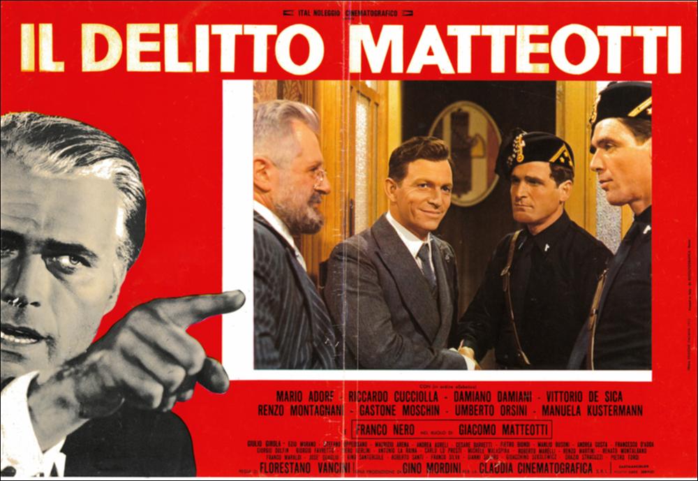 L'immagine digitale in oggetto è la scansione della fotobusta del film "Il delitto Matteotti", elaborata in occasione della mostra "Riccardo Cucciolla - Ritratto d'Attore" organizzata nel 2012 dall'Associazione culturale “Attraverso lo Spettacolo”, dall'Assessorato al Mediterraneo, Cultura e Turismo della Regione Puglia e dal Servizio Biblioteca e Comunicazione Istituzionale del Consiglio Regionale della Puglia. In primo piano, sulla sinistra, entra quasi di forza, il ritratto in bianco e nero di Giacomo Matteotti, interpretato da Franco Nero. Lo sguardo intenso e diretto che accompagna il gesto accusatorio che tanto gli costerà la vita, anima la classica impostazione statica della locandina che, oltre a prevedere il titolo del film e il nome degli attori, lascia spazio...