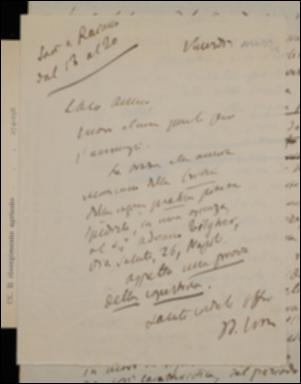 Nella lettera Benedetto Croce invita Giovanni Laterza a spedire durante la sua assenza da Napoli le ultime bozze della "Critica della ragion pratica" di Immanuel Kant ad Adriano Tilgher e a preparare una prova della copertina; gli allega il testo dell'annuncio pubblicitario per il volume.