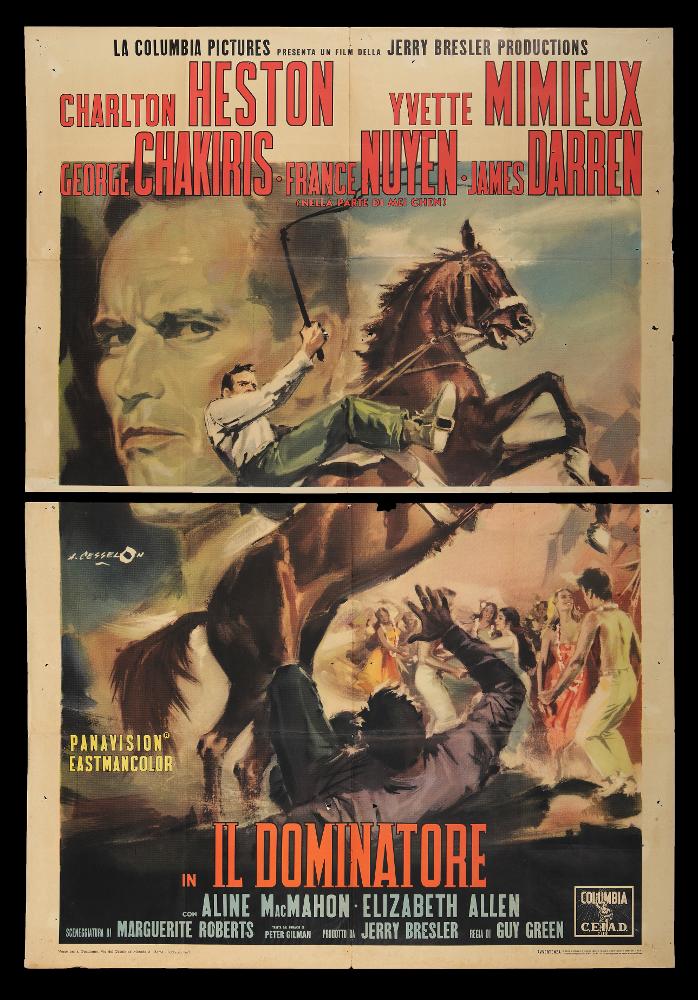 L'immagine riproduce uno dei manifesti conservati presso la Mediateca Regionale Pugliese (vedi Note). Si tratta del manifesto del film "Il dominatore" la cui illustrazione pittorica è a firma di Cesselon (Angelo Cesselon), uno dei pittori di cinema più originali, contraddistinto da uno stile fatto di un cromatismo vibrante e dinamico. Nei suoi lavori per il grande schermo, ha sempre prediletto l'uso di tocchi sfumati e leggeri, con contrasti di colore forti e contemporanei. Ma è indubbio che Cesselon fu influenzato anche da una certa tradizione pittorica veneta, che guarda ad artisti come Tiziano e Tiepolo, fino a Giovanni Boldini, soprattutto nelle composizioni diagonali. Tutta la sua produzione, anche quella più tarda, privilegiò colori acquarellati e accostamenti di ...