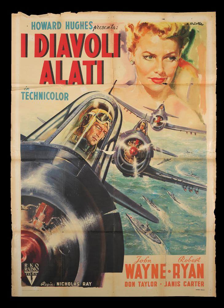 L'immagine riproduce uno dei manifesti conservati presso la Mediateca Regionale Pugliese (vedi Note). Ciriello firma il dipinto per il manifesto di "I diavoli alati", film americano di guerra del 1951. Pittore dal linguaggio elaborato e dallo stile pittorico colto e maturo, sia nel ritratto che nelle scene narrative, Ciriello seppe caratterizzare le sue opere con l'uso di sfumature volumetriche, tocchi di colore morbidi "emotivi", che denotano una comunicazione visiva chiara e coinvolgente. Si ricorda come tra i più importanti disegnatori per manifesti del cinema italiano. Iniziò a lavorare come pubblicitario presso l’agenzia 'Non plus ultra' a Milano e poi presso la 'Ima', la più grande agenzia di pubblicità in Italia. Il suo talento come disegnatore di arte figurativa...