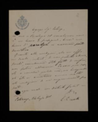 Nella lettera, Ettore Ciccotti rifiuta la controproposta di Laterza e si dichiara comunque disponibile a un accordo in merito alla pubblicazione del volume.