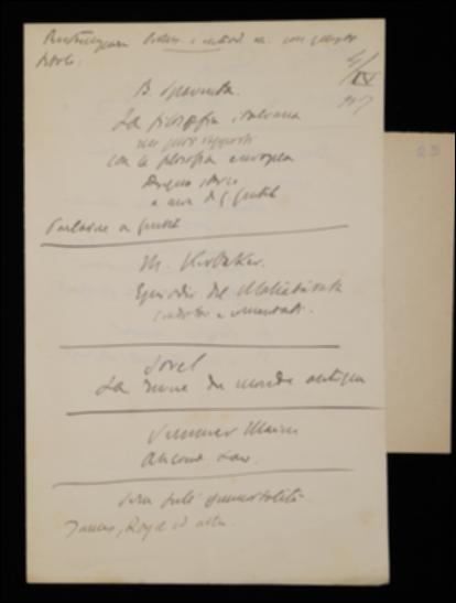 Nella lettera, Benedetto Croce invia a Laterza un elenco di opere da valutare per future pubblicazioni.
