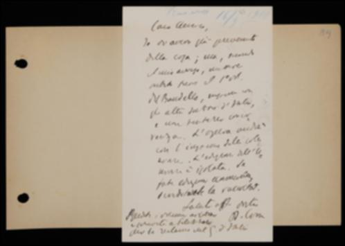 Rispondendo a Giovanni Laterza in merito all'edizione delle novelle di Matteo Bandello messa in commercio dall'Unione Tipografico-Editrice Torinese, Benedetto Croce suggerisce di distribuire subito il primo volume del Bandello insieme agli atri Scrittori d'Italia, senza tentare di far concorrenza né realizzare edizioni economiche.