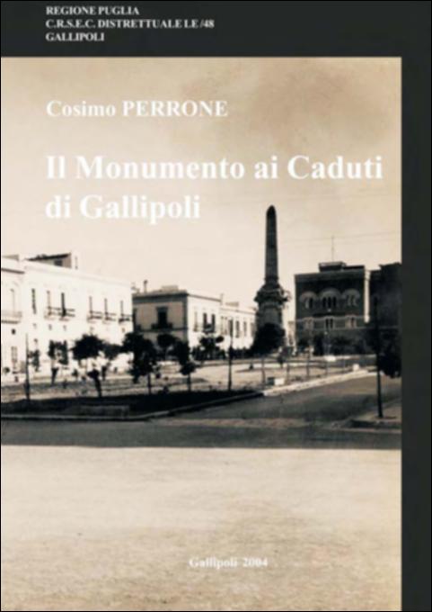 Il volume è parte della grande raccolta denominata “Libri di Puglia”, progetto di digitalizzazione a cura di Nicola Pergola che ha lo scopo di rendere fruibile la produzione editoriale dei Centri regionali di servizi educativi e culturali e degli Assessorati alla cultura e alla Pubblica Istruzione della Regione Puglia, dal 1968 agli anni 2000. Nell'ambito delle trasformazioni urbanistiche del nuovo borgo cittadino, il volume ricostruisce la storia del monumento, opera dell'architetto gallipolino Manfredi Franco, inaugurato il 23 marzo del 1924: un grande obelisco, situato al centro di una fontana, realizzato nei primi anni del fascismo, reperendo i fondi necessari finanche con una grande lotteria. Su tre lastre di marmo murate alla base del monumento furono incisi i nom...