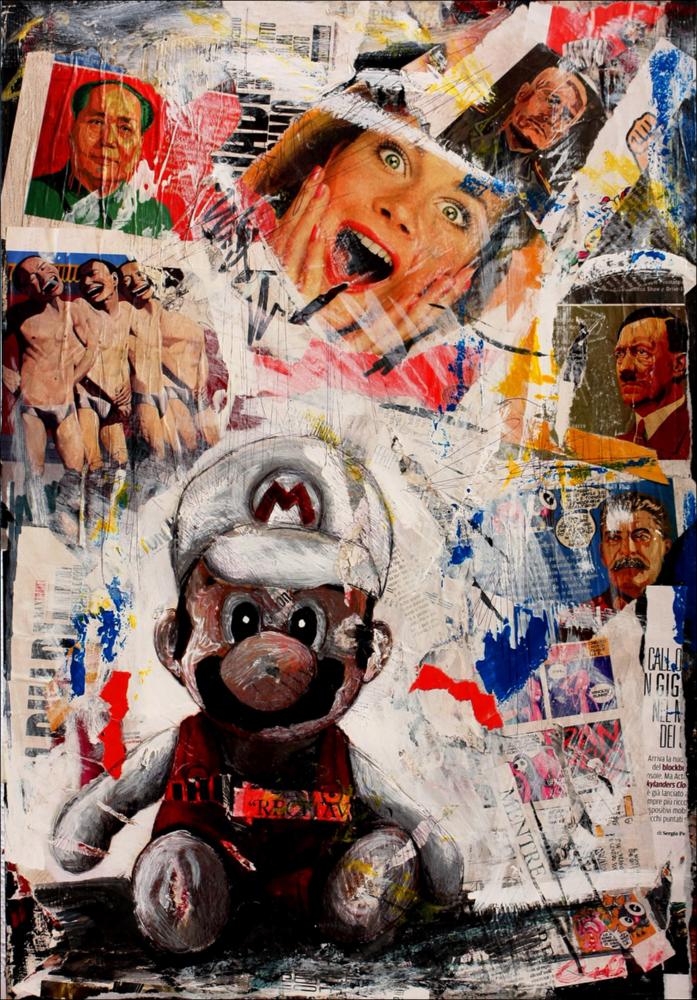 L'opera, riprodotta in formato digitale, è parte della serie “Étuttoungioco” del giovane artista pugliese Vincenzo Mascoli. Le opere di Mascoli seguono da anni il filone contemporaneo del neo-pop, per il quale l'artista si sta distinguendo non solo nel panorama artistico locale, ma anche nazionale. Nelle sue creazioni evidente è l'uso costante e convinto della tecnica mista, basata principalmente sulla commistione tra pittura e collage. La serie in oggetto è contraddistinta da giocattoli legati al mondo dell'infanzia, contrapposto al corrotto, cinico e violento mondo adulto, che Mascoli fa parlare tramite la moltitudine e il “caos” dei ritagli di giornali sullo sfondo: parole, lettere, personaggi della cronaca, della politica e del mondo dello spettacolo, loghi, notizie...