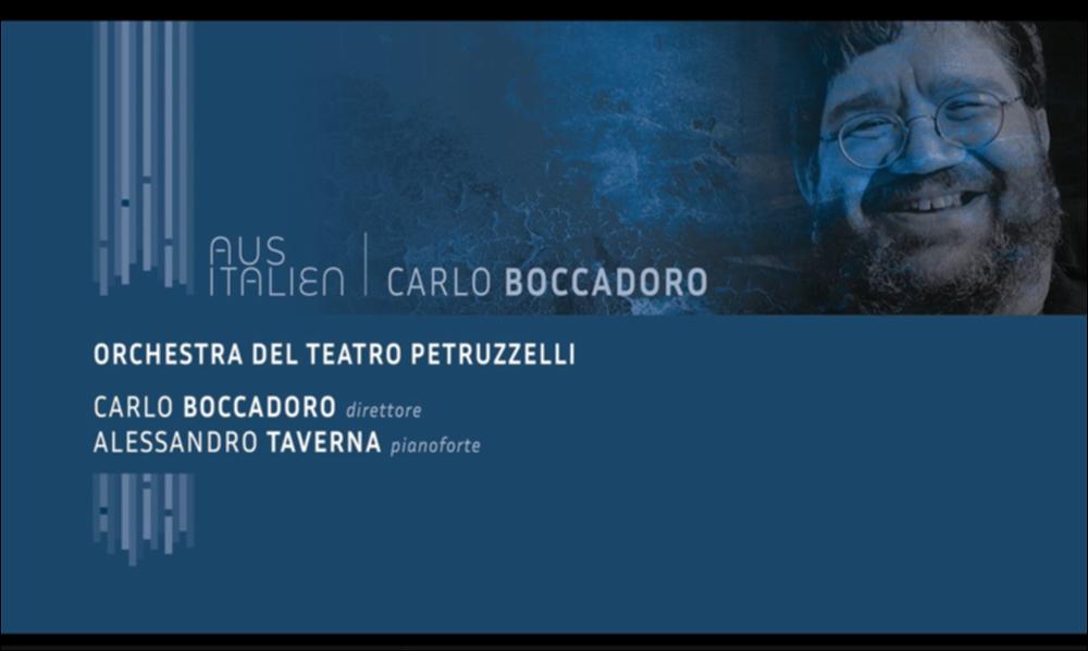 La serata del 14 maggio 2021 è stata inaugurata con l’incontro “Visti da vicino, video incontri con chi fa musica oggi”, un’interessante occasione di approfondimento con il compositore e direttore d’orchestra Carlo Boccadoro, curato dal critico musicale Sandro Cappelletto.
Il concerto, organizzato per la rassegna musicale AUS ITALIEN, è stato dedicato alla musica del compositore Carlo Boccadoro, con trasmissione streaming del concerto.
In Programma per il concerto tre esecuzioni: “N° 7 – Grandangolo su Bach” (2018), per orchestra, prima esecuzione italiana; “Dolce e chiara è la notte” (2021), per orchestra, prima esecuzione assoluta commissionata dalla Fondazione Petruzzelli; ed infine “Concerto per pianoforte e orchestra” (2016) dedicato alla memoria di Edward “Duke” E...