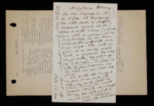 Rispondendo a Giovanni Laterza in merito alla traduzione italiana del volume di Adolf T.F. Michaelis proposta da Eloisa Pressi, Benedetto Croce assicura che si tratta di un'opera utile sia agli specialisti che ai profani e che la traduttrice, come confermato da Cesare De Lollis, non chiede compenso in aggiunta ai diritti da corrispondere all'editore tedesco. Il filosofo poi, accennando ad un pacco indirizzato al fratello Alfonso ma smarrito presso gli uffici postali, chiede se si trattasse della copia del volume in traduzione di Bolton King e Thomas Okey spedita dall'editore barese.