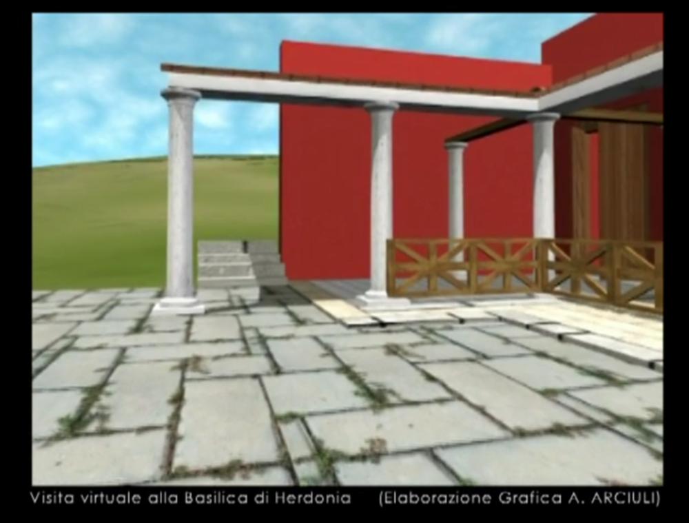 Il video è un accurato lavoro di ricostruzione 3D della Basilica di Herdonia, fruibile tra i contenuti extra insieme alle altre visite virtuali nel DVD Rom "Non le perle, ma il filo... Archeologia globale all'Università di Foggia", lavoro documentario e promozionale realizzato dall'Università degli Studi di Foggia sul determinante ruolo che ha l'Istituto in studi, ricerche, formazione e didattica nel campo dell'Archeologia pugliese. Le visite create con la realtà aumentata applicate all'Archeologia, meglio conosciute come Virtual Archaeology, hanno l'importante compito di avvicinare a questa disciplina un pubblico sempre più vasto, composto da utenti di diverse fasce d'età e interessi culturali, svolgendo così un ruolo decisivo per l'ampliamento quantitativo e qualitati...