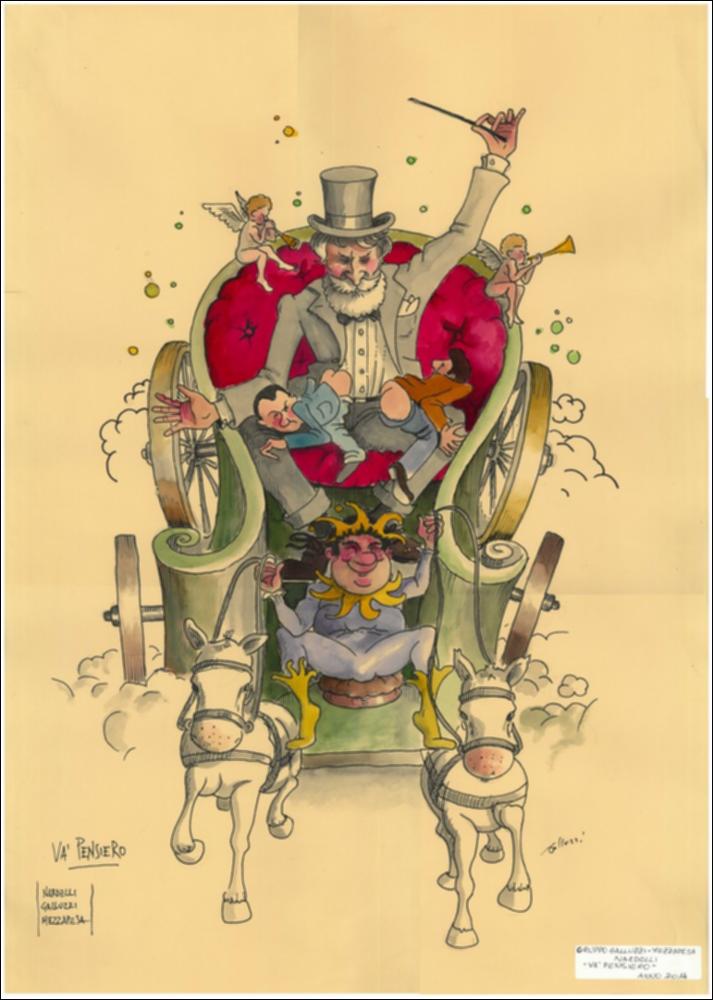 Con l’edizione 2014 il Carnevale di Putignano rende omaggio al compositore emiliano Giuseppe Verdi in occasione del bicentenario della sua nascita.
Con questo carro allegorico il Gruppo Galluzzi - Mezzapesa – Nardelli rende omaggio al “Nabucco”, una tra le opere più famose di Giuseppe Verdi. Spesso quest’opera è stata interpretata come la più risorgimentale del compositore, grazie anche al celebre coro “Va' pensiero, sull'ali dorate”, intonato dal popolo e considerato un vero e proprio inno alla Libertà, in considerazione della condizione di subordinazione del Paese al dominio austriaco.
Il Gruppo Galluzzi - Mezzapesa - Nardelli reinterpreta il celebre lavoro verdiano, riportandolo alla realtà contemporanea della nostra nazione, qui rappresentata come la tanto amata car...