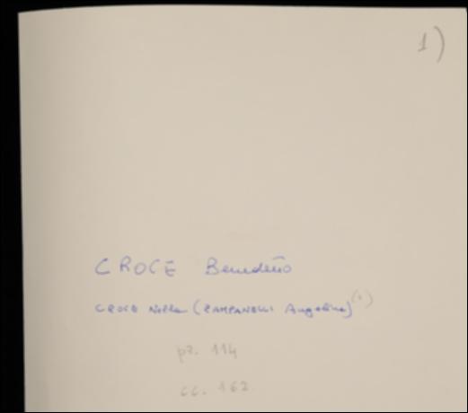 Scrivendo a Giovanni Laterza, Benedetto Croce spiega di dover completare il volume di David Hume al posto del curatore Giuseppe Prezzolini, impeditone da problemi di salute, e di aver sollecitato Emilio Cecchi a finire il volume di Gottfried W. Leibniz, negandogli una lunga dilazione che aveva richiesto. Infine il filosofo esprime il suo disappunto per il ritardo della carta per “La Critica” comunicatogli dall'editore barese.