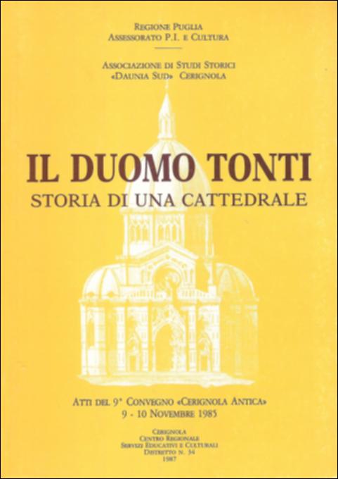 Il volume “Il Duomo Tonti” è parte della grande raccolta denominata “Libri di Puglia”, progetto di digitalizzazione a cura di Nicola Pergola che ha lo scopo di rendere fruibile la produzione editoriale dei Centri regionali di servizi educativi e culturali e degli Assessorati alla cultura e alla Pubblica Istruzione della Regione Puglia, dal 1968 agli anni 2000. Il volume raccoglie gli atti del nono convegno “Cerignola antica”, organizzato insieme alla locale Associazione di Studi Storici “Daunia Sud”. Un convegno che, mutata la sua formula iniziale, prende a indagare in maniera tematica le questioni di storia locale, occupandosi anzitutto della cattedrale cittadina. Sette contributi sulla proprietà giuridica del Duomo Tonti e sulla figura del filantropo che volle donare ...