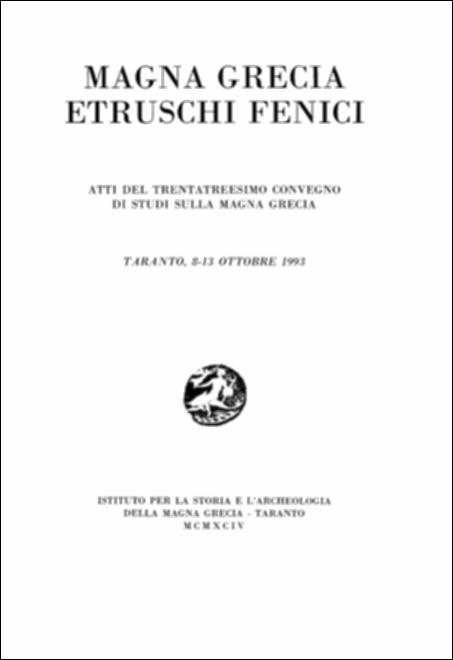Il volume digitalizzato contiene la seconda parte degli Atti del trentatreesimo convegno di Studi sulla Magna Grecia, svoltosi a Taranto dal 8 al 13 ottobre 1993 e pubblicato dall'Istituto per la Storia e l'Archeologia della Magna Grecia, con i contributi del Consiglio Nazionale delle Ricerche, del Ministero per i Beni Culturali e Ambientali, della Provincia e dell'Ente Provinciale del Turismo di Taranto e in collaborazione con le Soprintendenze archeologiche dell'Italia meridionale che hanno anche fornito la documentazione illustrativa. Il volume fu dedicato allo storico e studioso Massimo Pallottino che sul tema Magna Grecia, Etruschi e Fenici riservò la parte della prolusione agli Atti. Il tema, vastissimo, portò a ragionare e a tracciare la storia intera del Mediter...