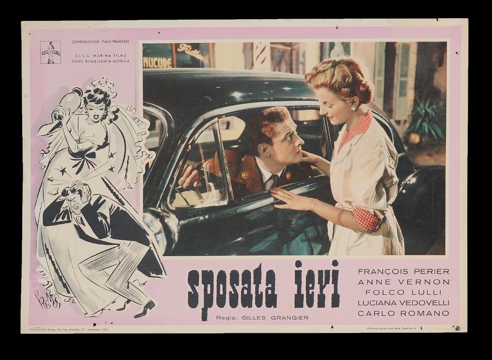 L'immagine riproduce uno dei manifesti conservati presso la Mediateca Regionale Pugliese (vedi Note). Si tratta di una delle fotobuste del film "Sposata ieri", in cui appare una illustrazione di Kremos. Nome d'arte di Niso Ramponi, fu un disegnatore dalle qualità eccezionali; seppe contraddistinguersi per il suo stile fumettistico che esaltava la donna, con forme sensuali volutamente accentuate, in pieno stile pin-up. Non a caso, fu ironicamente soprannominato il "Sovrano di donnine" de Il Travaso, uno dei più popolari giornali umoristici italiani del Novecento. La collaborazione con il giornale iniziò nel 1948 e le sue figure femminili in copertina portarono ad un aumento notevole delle tirature. Riconoscibili, le donne di Kremos sono affascinanti e procaci, incarnano ...