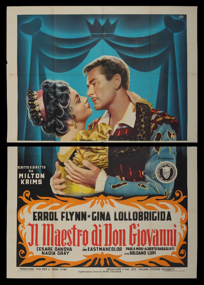 L'immagine riproduce uno dei manifesti conservati presso la Mediateca Regionale Pugliese (vedi Note). Si tratta, nello specifico di una delle versioni grafiche del manifesto del film “Il Maestro di Don Giovanni”, del 1954 per la regia di Milton Krims a firma dell’illustratore Fiorenzi (Fiorenzi Francesco) come si evince dalla firma in alto a destra rappresentata simbolicamente da un fiore che precede le ultime tre lettere del cognome e che ne contraddistingue immediatamente la paternità. Autodidatta trasferitosi a Roma nel periodo più florido per il cinema italiano, fu il primo, tra i pittori di cinema dell'epoca, ad anticipare il linguaggio grafico e fotografico attraverso l’organizzazione dello spazio compositivo costruito su sovrapposizioni di immagini, riprese dalle...