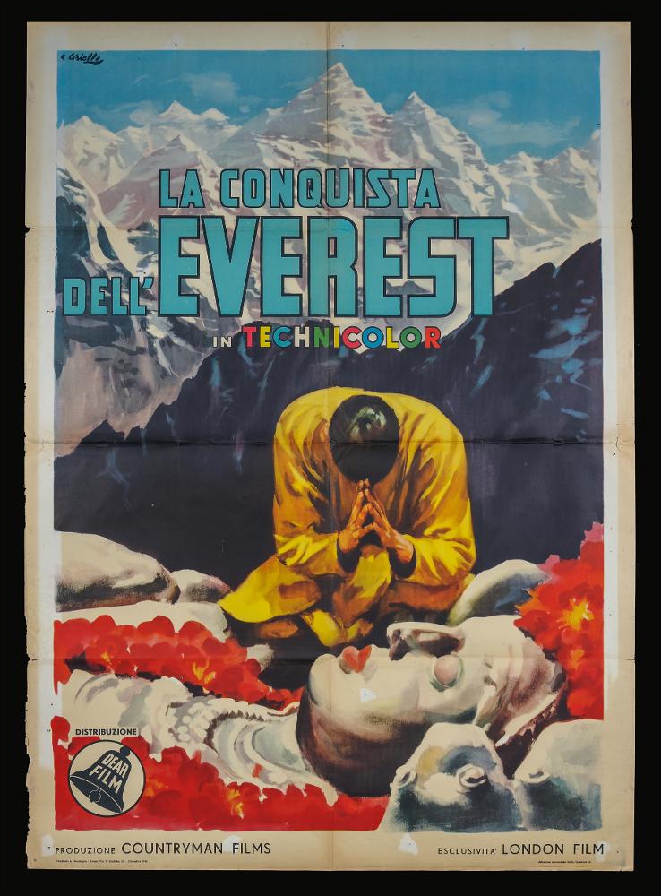 L'immagine riproduce uno dei manifesti conservati presso la Mediateca Regionale Pugliese (vedi Note). Ciriello firma il dipinto per il manifesto del film "La conquista dell'Everest". Pittore dal linguaggio elaborato e dallo stile pittorico colto e maturo, sia nel ritratto che nelle scene narrative, Ciriello seppe caratterizzare le sue opere con l'uso di sfumature volumetriche, tocchi di colore morbidi "emotivi", che denotano una comunicazione visiva chiara e coinvolgente. Si ricorda come tra i più importanti disegnatori per manifesti del cinema italiano. Iniziò a lavorare come pubblicitario presso l’agenzia 'Non plus ultra' a Milano e poi presso la 'Ima', la più grande agenzia di pubblicità in Italia. Il suo talento come disegnatore di arte figurativa lo porteranno anch...