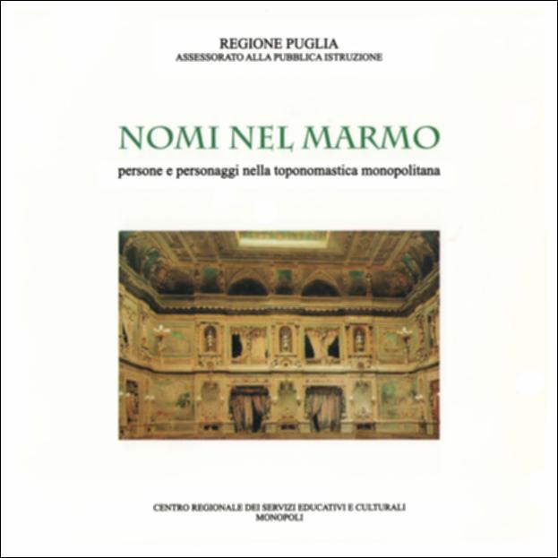 Il volume è parte della grande raccolta denominata “Libri di Puglia”, progetto di digitalizzazione a cura di Nicola Pergola che ha lo scopo di rendere fruibile la produzione editoriale dei Centri regionali di servizi educativi e culturali e degli Assessorati alla cultura e alla Pubblica Istruzione della Regione Puglia, dal 1968 agli anni 2000. Una premessa di Lino Angiuli chiarisce la metodologia seguita in questa ricerca, che mostra la stratificazione – nel tempo – delle scelte dei nomi a cui intitolare strade e piazze. Così, nel borgo antico prevalgono toponimi relativi ai poteri forti del patriziato e della chiesa, oltre quelli di natura ambientale o riferiti a mestieri; nell'Ottocento vengono invece alla ribalta gli eroi del Risorgimento; nel primo Novecento i cadut...