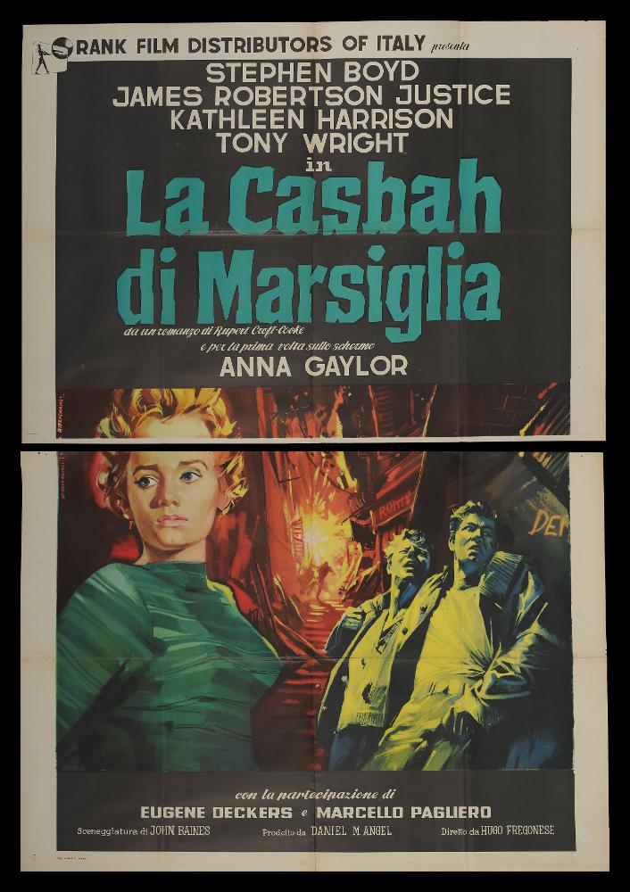 L'immagine riproduce uno dei manifesti conservati presso la Mediateca Regionale Pugliese (vedi Note). Si tratta di una delle versioni grafiche del manifesto del film “La casbah di Marsiglia” del 1957 per la regia di Hugo Fregonese a firma di Biffignani (Alessandro Biffignani) per lo Studio Favalli. Dopo essersi formato negli studi di Averardo Ciriello, dei fratelli Nistri e di Augusto Favalli, cominciò a lavorare nel campo dell’illustrazione e del fumetto, principalmente come copertinista per diverse testate italiane, ma anche estere (la britannica Fleetway e la francese Lug). Si confronta con generi differenti: dal bellico al western, dall’avventuroso all’horror. Si dedicò anche alla pittura ad olio, realizzando quadri, copertine di libri, illustrazioni per riviste, ma...
